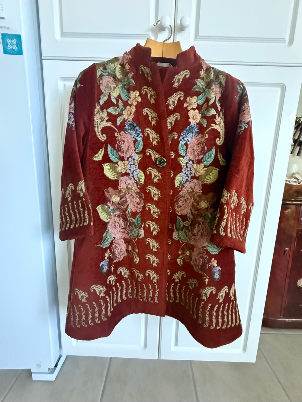 Soft Surroundings Embroidered Floral Coat